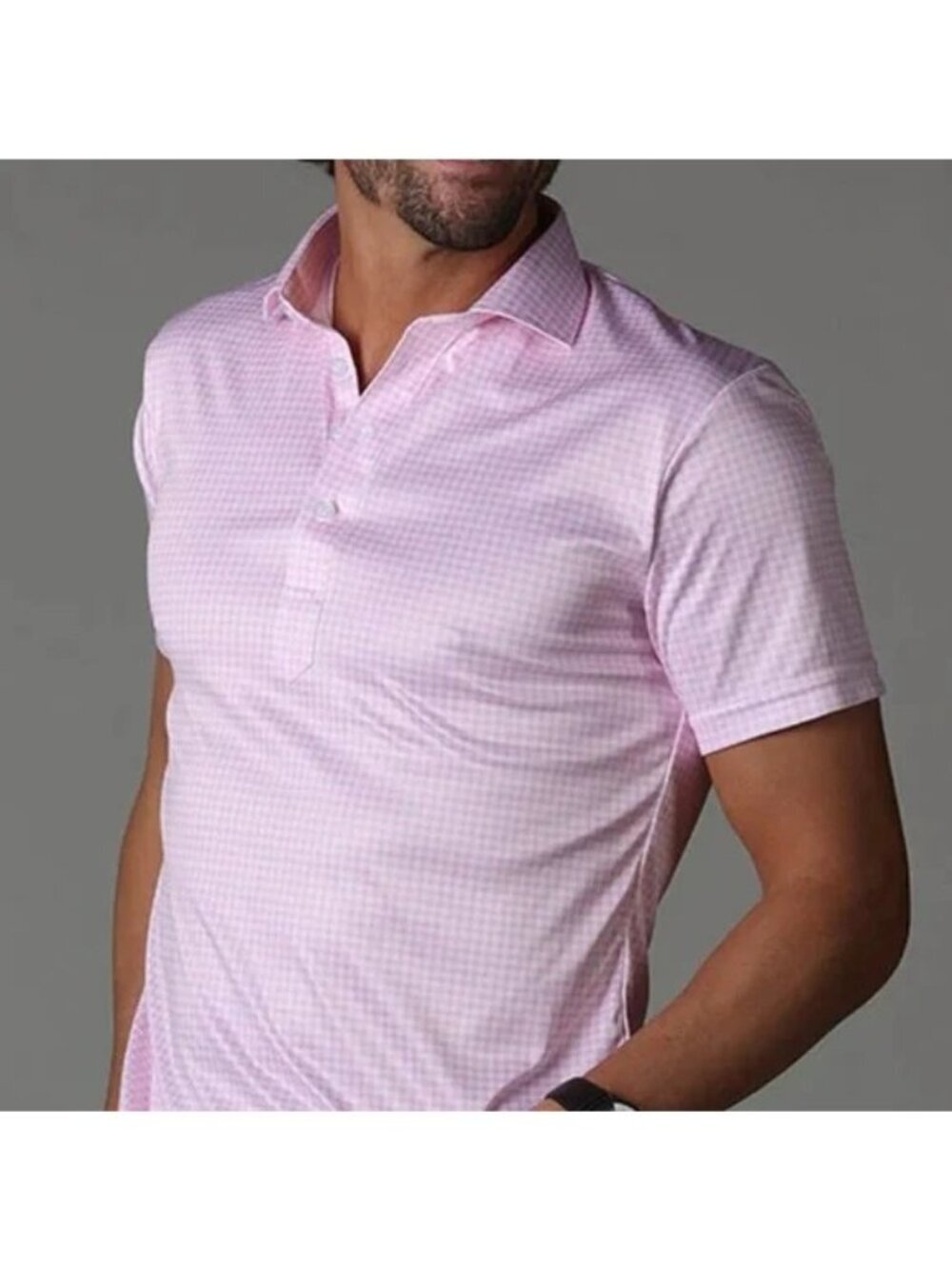 NWT Collars & Co. Pink Gingham Semi-Spread Collar Polo Extra Large Tall Preppy